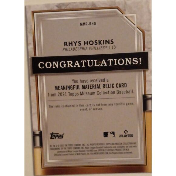 2023 Topps Museum Collection RHYS HOSKINS Meaningful Materials /50 #MMR-RHO - Picture 4 of 5